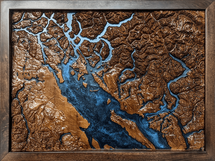 Wooden Salish Sea Map